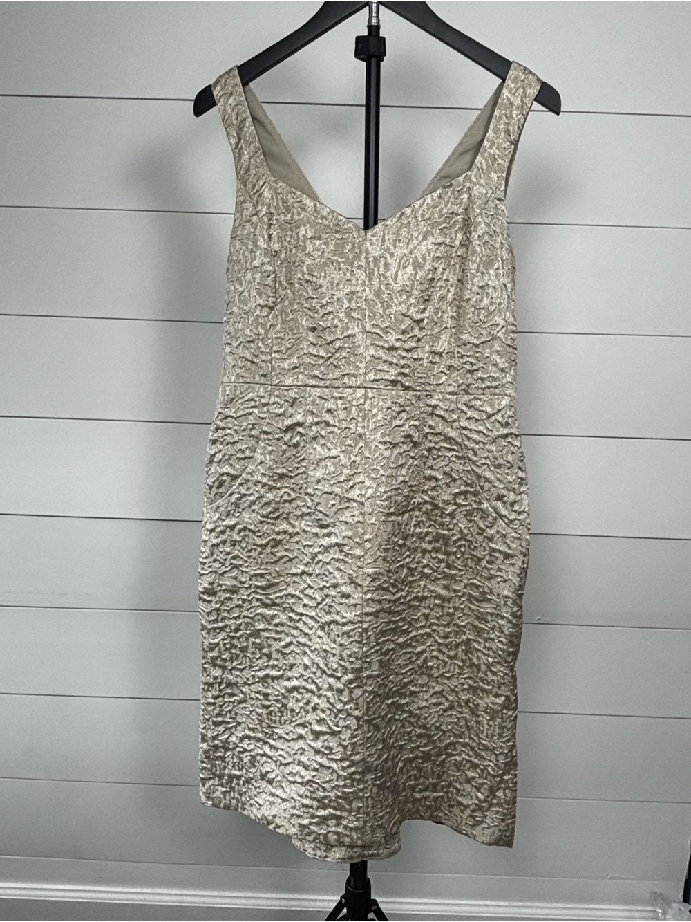 Ann Taylor Cream Textured Midi Sheath Dress